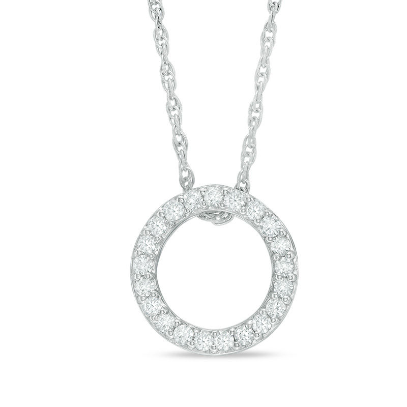 0.12 CT. T.W. Diamond Open Circle Pendant in 10K White Gold|Peoples Jewellers