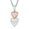 Unstoppable Love™ 0.04 CT. T.W. Diamond Heart Bolo Necklace in Sterling Silver and 10K Rose Gold - 30"