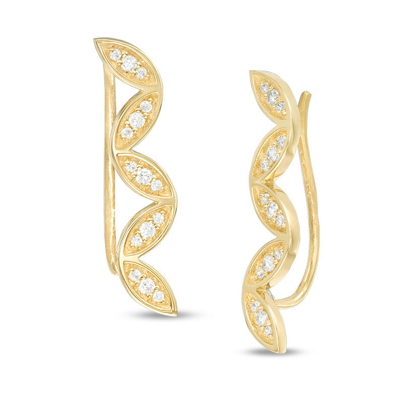 0.20 CT. T.W. Diamond Leaf Crawler Earrings in 10K Gold