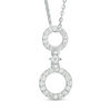 0.32 CT. T.W. Diamond Double Circle Drop Pendant in Sterling Silver