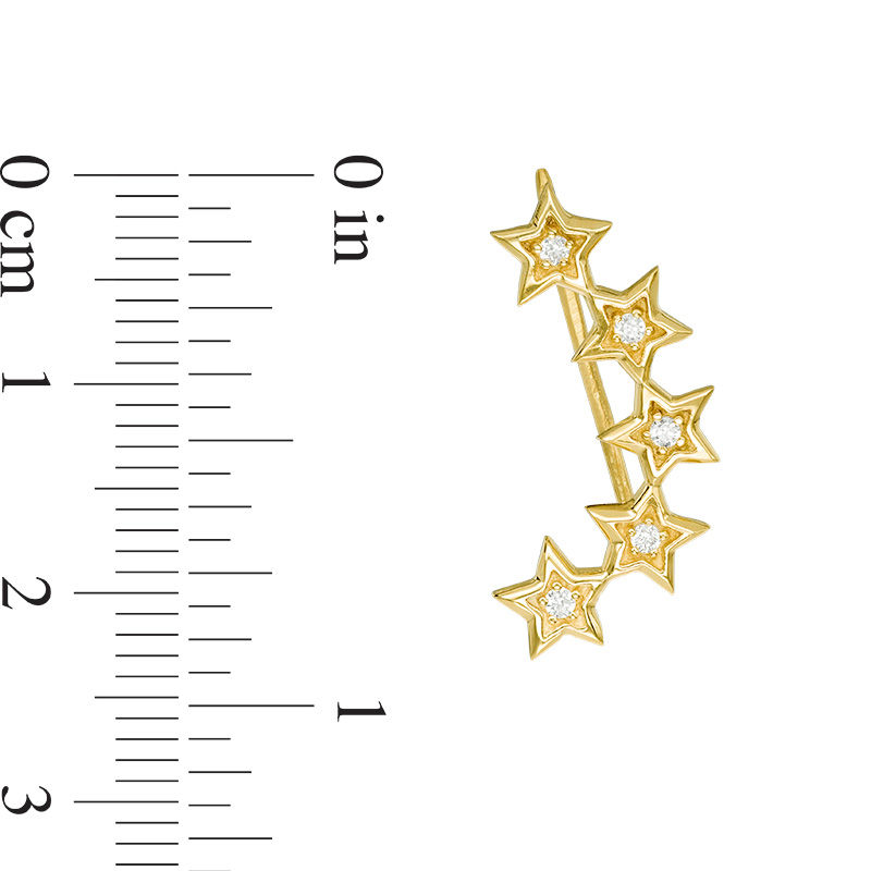 Main Image 2 of 0.14 CT. T.W. Diamond Five Star Crawler Earrings in 10K Gold
