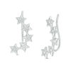 Thumbnail Image 0 of 0.14 CT. T.W. Diamond Five Star Crawler Earrings in Sterling Silver