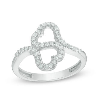 0.29 CT. T.W. Diamond Bypass Heart Ring in Sterling Silver