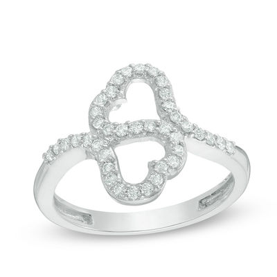 0.29 CT. T.W. Diamond Bypass Heart Ring in Sterling Silver