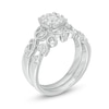 Thumbnail Image 3 of Perfect Fit 0.30 CT. T.W. Diamond Frame Vine-Shank Vintage-Style Interlocking Bridal Set in 10K White Gold
