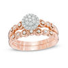 Thumbnail Image 0 of Perfect Fit 0.23 CT. T.W. Composite Diamond Frame Interlocking Bridal Set in 10K Rose Gold