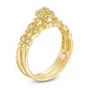 Thumbnail Image 2 of 0.145 CT. T.W. Composite Diamond Frame Vintage-Style Interlocking Bridal Set in 10K Gold