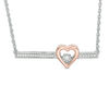 Unstoppable Love™ 0.07 CT. T.W. Diamond Heart Bar Necklace in Sterling Silver and 10K Rose Gold