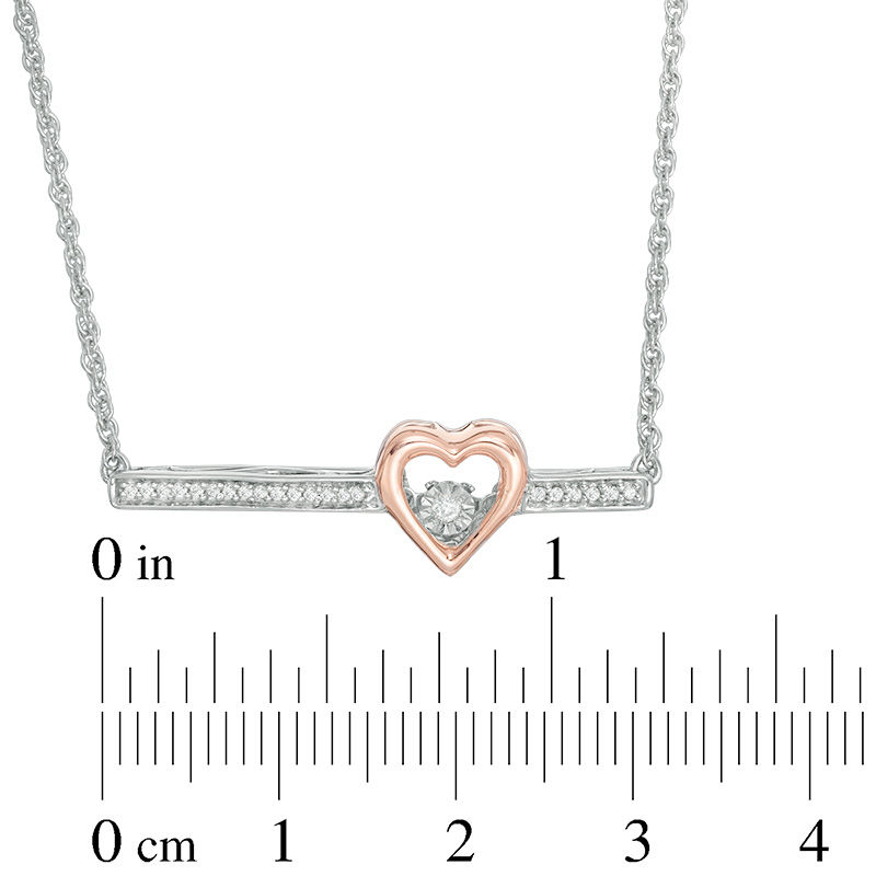 Unstoppable Love™ 0.07 CT. T.W. Diamond Heart Bar Necklace in Sterling Silver and 10K Rose Gold