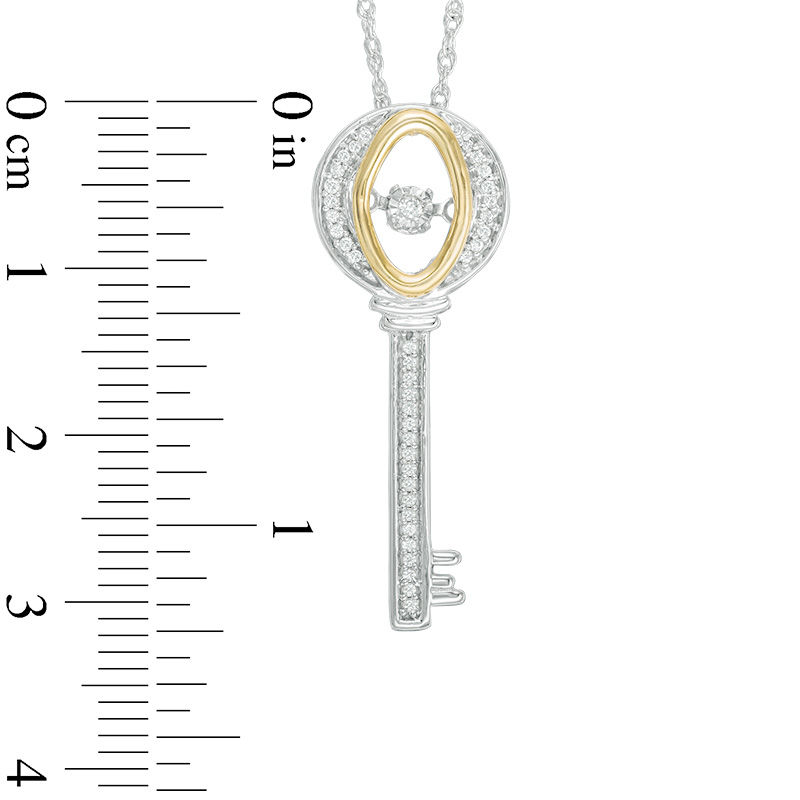Unstoppable Love™ 0.12 CT. T.W. Diamond Key Pendant in Sterling Silver and 10K Gold