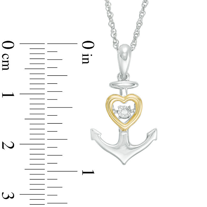Unstoppable Love™ Diamond Accent Solitaire Heart Anchor Pendant in Sterling Silver and 10K Gold