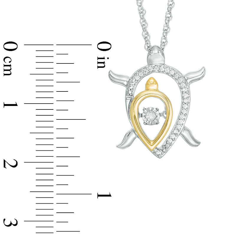 Main Image 2 of Unstoppable Love™ 0.07 CT. T.W. Diamond Mother and Baby Turtle Pendant in Sterling Silver and 10K Gold