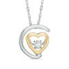 Thumbnail Image 0 of Unstoppable Love™ Diamond Accent Solitaire Half Moon Heart Pendant in Sterling Silver and 10K Gold