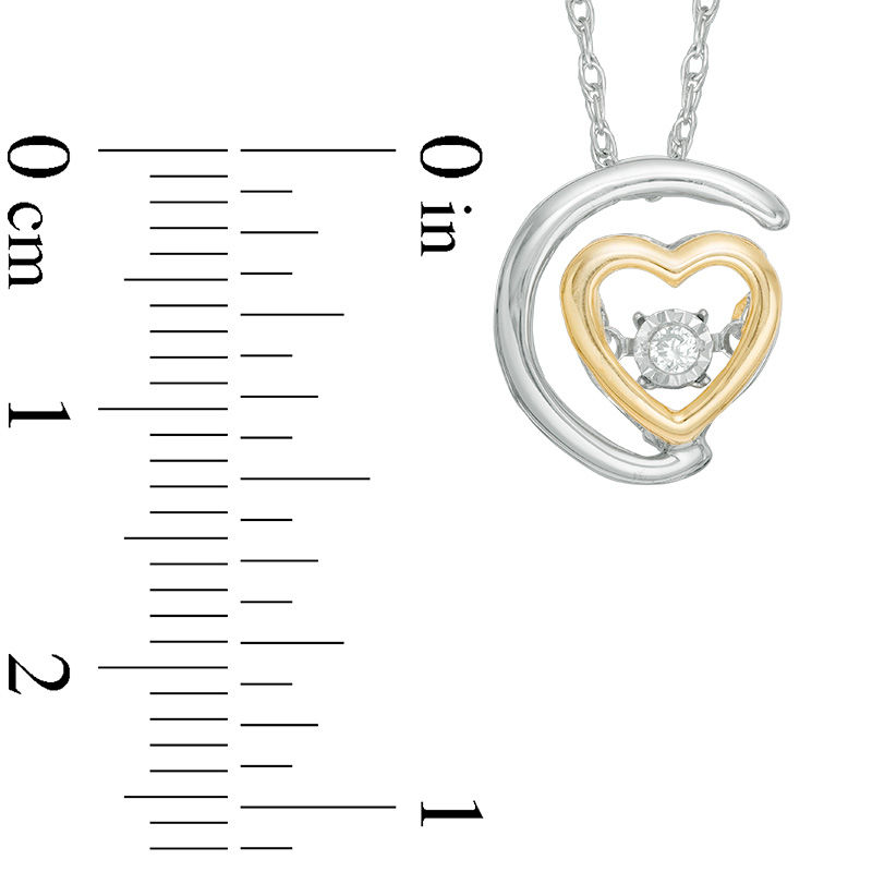 Main Image 2 of Unstoppable Love™ Diamond Accent Solitaire Half Moon Heart Pendant in Sterling Silver and 10K Gold