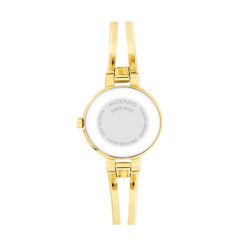 Ladies' Movado Amorosa® 0.07 CT. T.W. Diamond Gold-Tone PVD Bangle Watch with Black Dial (Model: 0607155)
