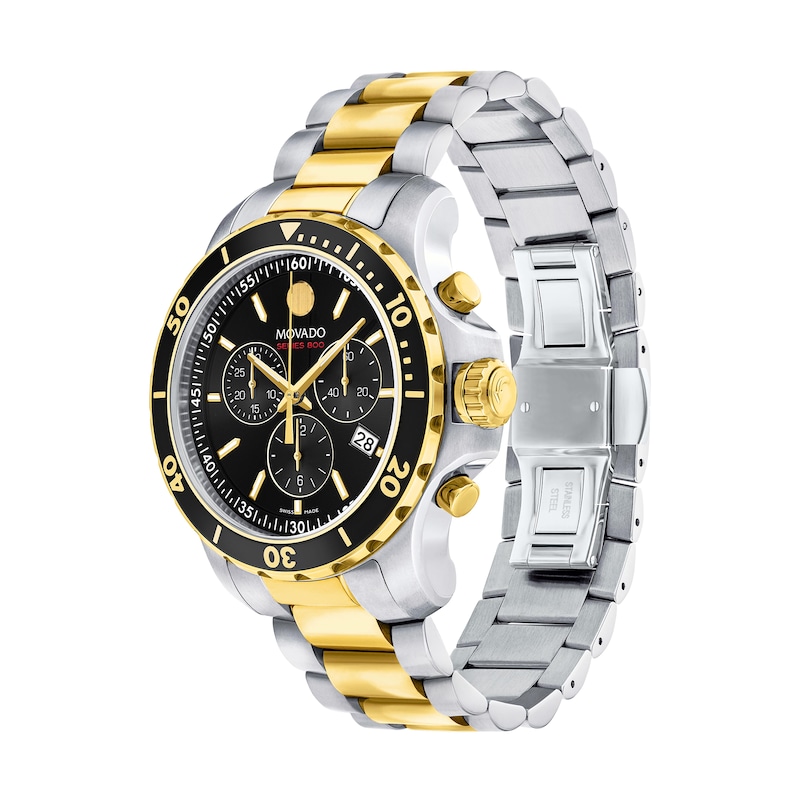 Men's Movado Series 800® Chronograph Two-Tone PVD Watch with Black Dial (Model: 2600146)