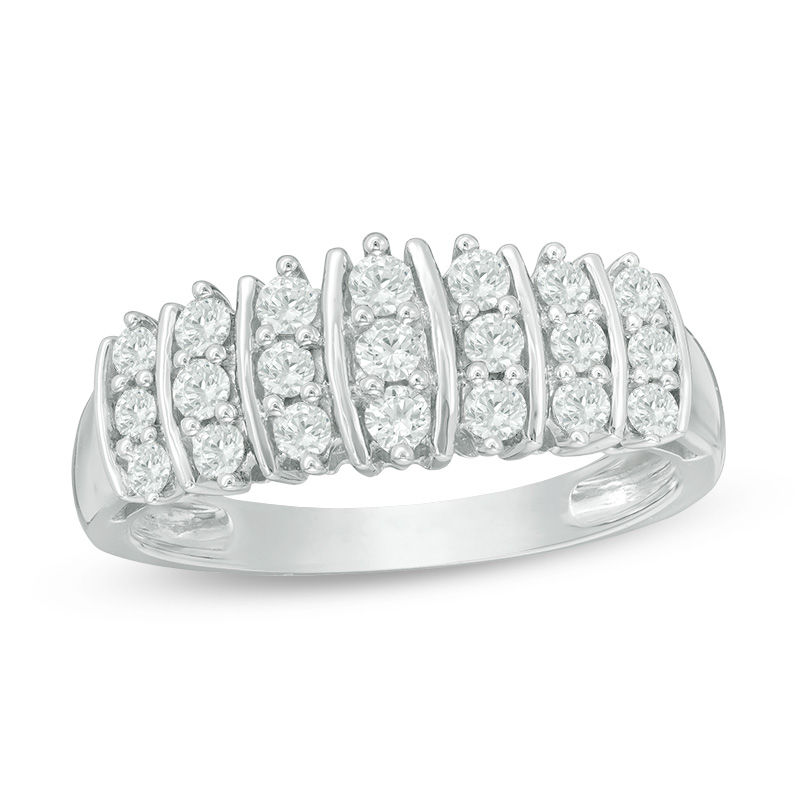 0.50 CT. T.W. Diamond Multi-Row Anniversary Band in 10K White Gold|Peoples Jewellers