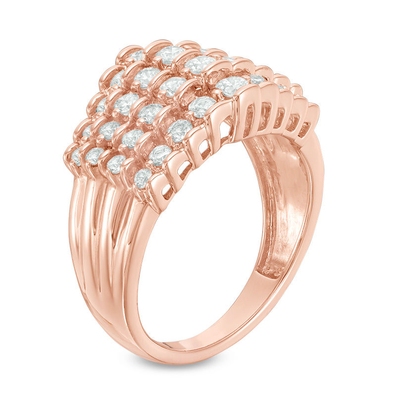 Main Image 2 of 1.00 CT. T.W. Diamond Pyramid Anniversary Ring in 10K Rose Gold