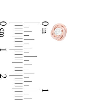 3.0mm Cubic Zirconia Love Knot Stud Earrings in 14K Rose Gold