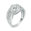 Thumbnail Image 1 of 1.00 CT. T.W. Baguette and Round Diamond Three Stone Multi-Row Bypass Ring in Sterling Silver