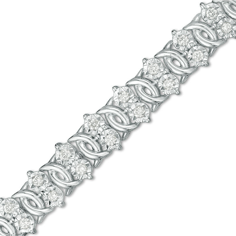 1.00 CT. T.W. Diamond Two Stone Link Bracelet in Sterling Silver - 7.5"|Peoples Jewellers