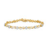 Thumbnail Image 0 of 3.00 CT. T.W. Baguette and Round Diamond Alternating Flower and Infinity Bracelet in 10K Gold - 7.5"