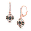 Thumbnail Image 0 of 1.23 CT. T.W. Oval Enhanced Black and White Diamond Frame Vintage-Style Drop Earrings in 10K Rose Gold