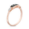 Thumbnail Image 1 of 0.24 CT. T.W. Enhanced Black and White Diamond Three Stone Vintage-Style Ring in 10K Rose Gold