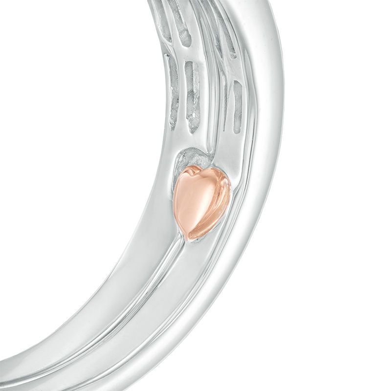 Main Image 4 of 0.50 CT. T.W. Diamond Tilted Cushion Frame Bypass Interlocking Bridal Set in 10K Two-Tone Gold
