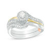 Thumbnail Image 0 of 0.40 CT. T.W. Diamond Swirl Bypass Interlocking Bridal Set in 10K Two-Tone Gold