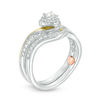 Thumbnail Image 1 of 0.40 CT. T.W. Diamond Swirl Bypass Interlocking Bridal Set in 10K Two-Tone Gold