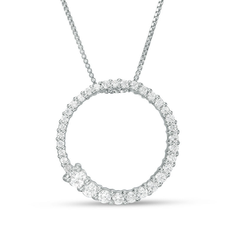 0.45 CT. T.W. Journey Diamond Circle Pendant in 10K White Gold