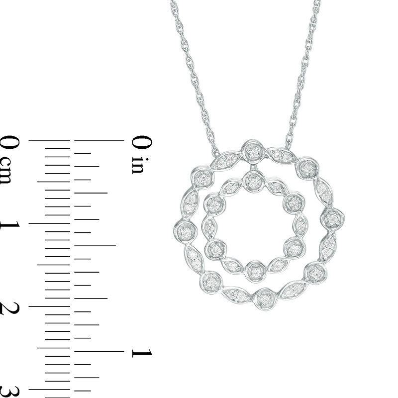 0.23 CT. T.W. Diamond Scalloped Double Circle Pendant in Sterling Silver