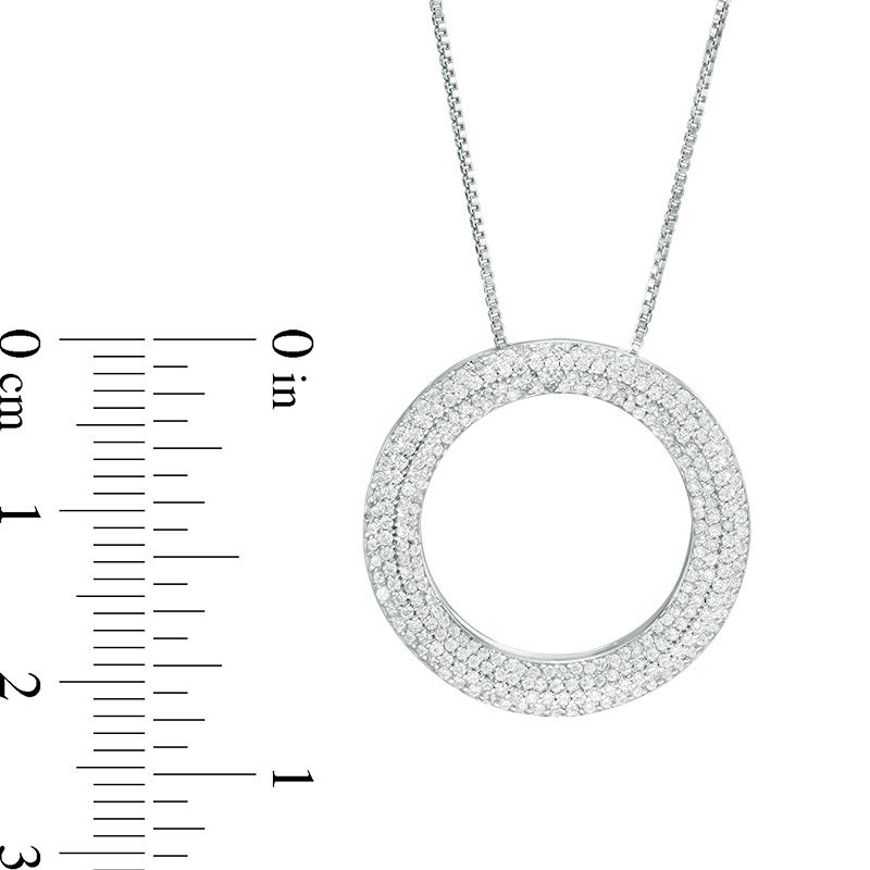 0.70 CT. T.W. Diamond Open Circle Pendant in 10K White Gold
