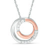 0.18 CT. T.W. Diamond Circle Loop Pendant in Sterling Silver and 10K Rose Gold
