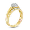 Thumbnail Image 1 of Perfect Fit 0.145 CT. T.W. Composite Diamond Flower Vintage-Style Interlocking Bridal Set in 10K Gold