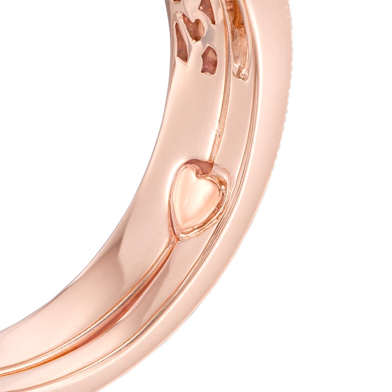 Perfect Fit 0.37 CT. T.W. Composite Diamond Double Frame Heart-Shank Interlocking Bridal Set in 10K Rose Gold
