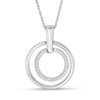 Thumbnail Image 1 of 0.115 CT. T.W. Diamond Double Circle Pendant in Sterling Silver
