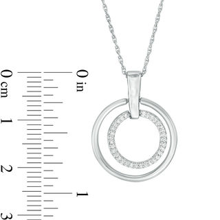 0.115 CT. T.W. Diamond Double Circle Pendant in Sterling Silver