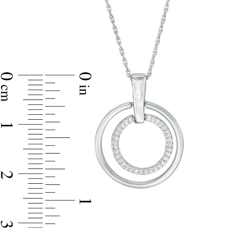 0.115 CT. T.W. Diamond Double Circle Pendant in Sterling Silver