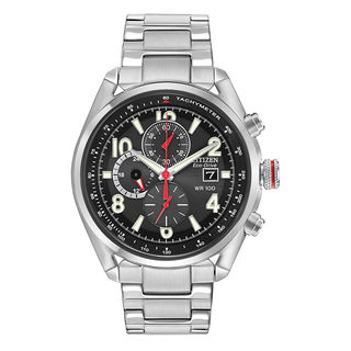 Men's Citizen Eco-Drive® Chronograph Watch with Black Dial (Model: CA0368-56E)