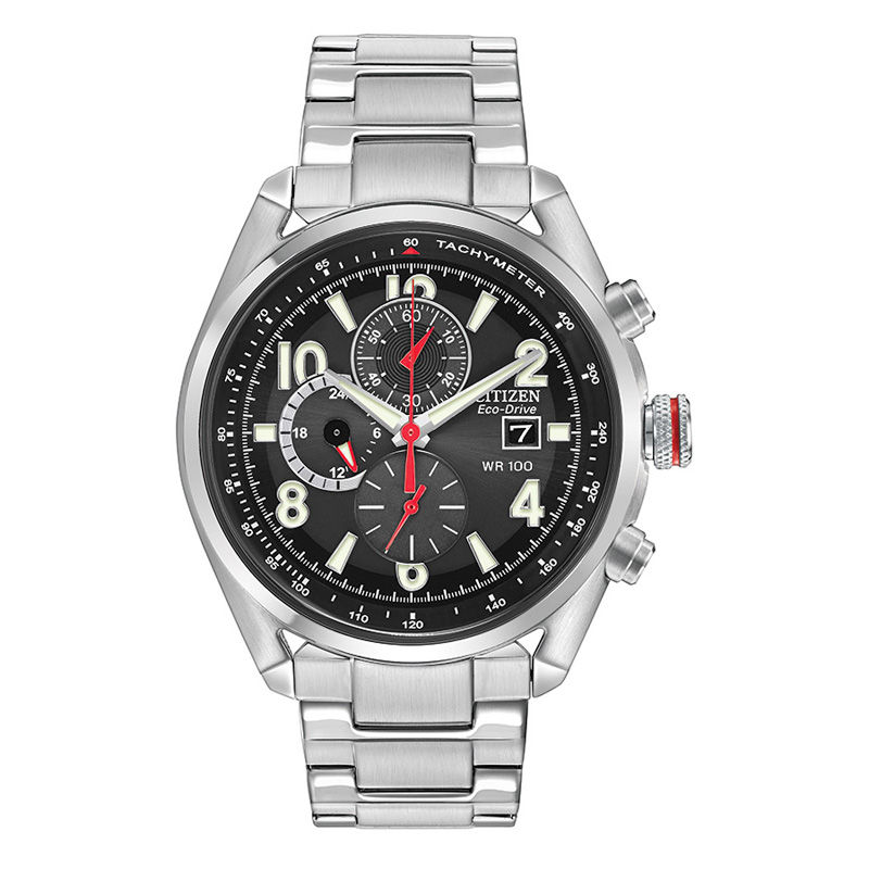 Men's Citizen Eco-Drive® Chronograph Watch with Black Dial (Model: CA0368-56E)