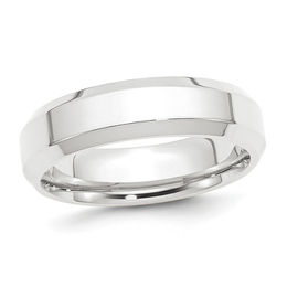 6.0mm Bevelled Edge Wedding Band in Platinum