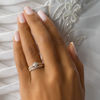 Thumbnail Image 3 of 0.10 CT. T.W. Composite Diamond Frame Twist Ribbon Interlocking Bridal Set in 10K Two-Tone Gold