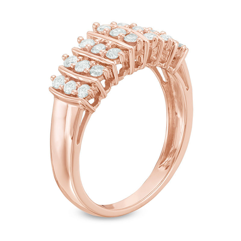 0.50 CT. T.W. Diamond Multi-Row Anniversary Band in 10K Rose Gold