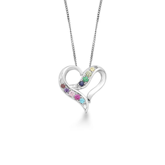 Mother S Birthstone Heart Pendant In Sterling Silver 3 9 Stones Mother S Birthstone Heart Pendant In Sterling Silver 3 9 Stones