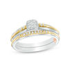 Thumbnail Image 0 of 0.12 CT. T.W. Composite Diamond Cushion Frame Interlocking Bridal Set in 10K Two-Tone Gold