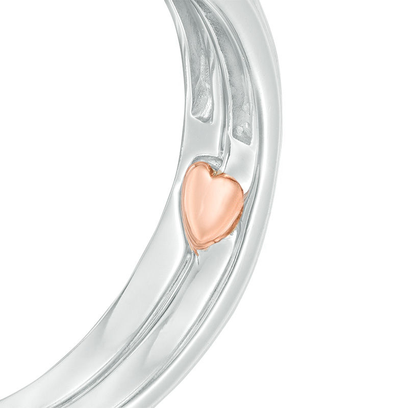 Main Image 4 of 0.12 CT. T.W. Composite Diamond Cushion Frame Interlocking Bridal Set in 10K Two-Tone Gold