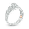 Thumbnail Image 1 of 0.12 CT. T.W. Composite Diamond Frame Vintage-Style Interlocking Bridal Set in 10K White Gold