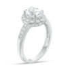 Thumbnail Image 2 of Oval Lab-Created White Sapphire Frame Vintage-Style Ring in Sterling Silver